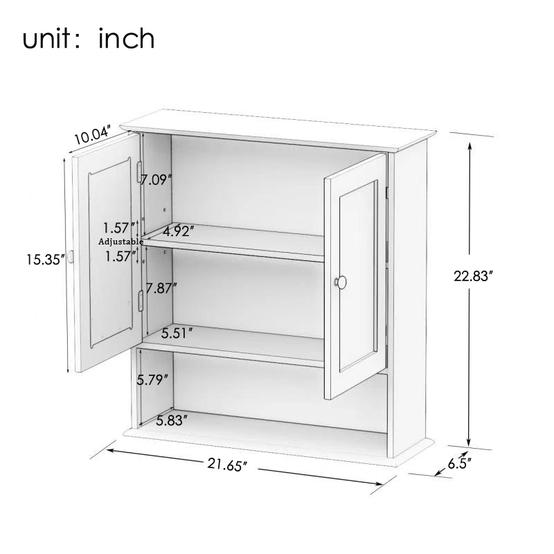 Bathroom Wall Cabinet With Double Mirror Doors And Shelves — foto 4