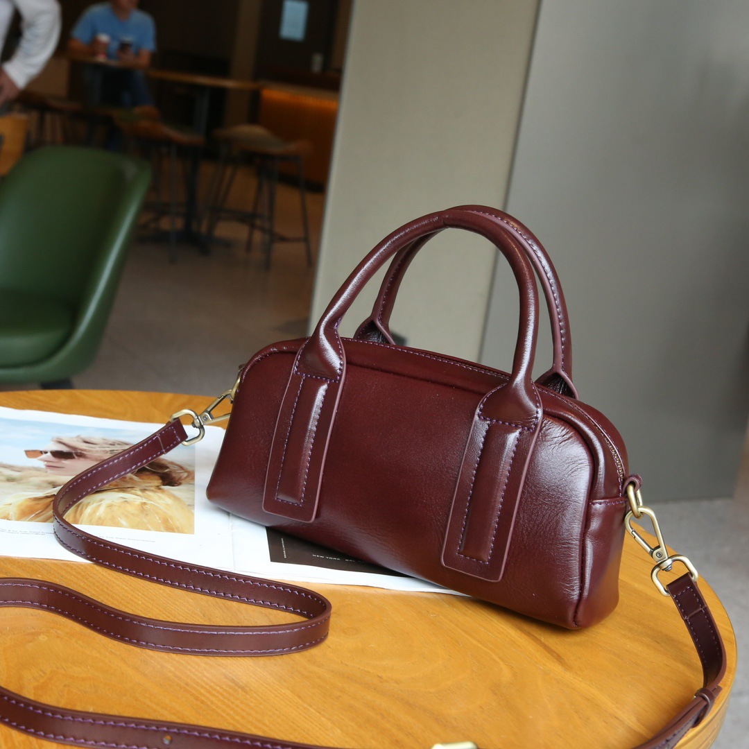 Sac pour femme en cuir véritable, style baguette, cuir de vache tanné végétal – Image 2