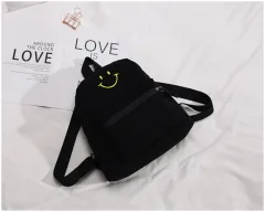 Bag Female Fashion Simple Backpack Korean Casual Japanese Harajuku All-match Velvet Bag - Black - View 1