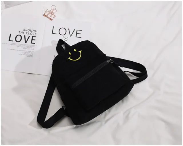 Bag Female Fashion Simple Backpack Korean Casual Japanese Harajuku All match Velvet Bag Black - Shop at LoveMi