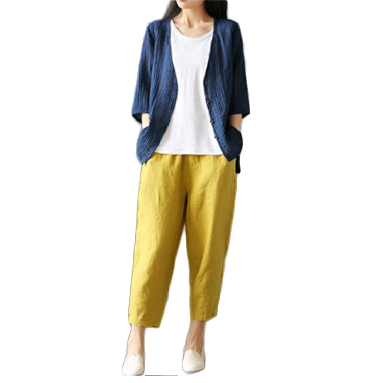 Title 5, Loose Cotton And Linen Pants Summer Thin Harem ...