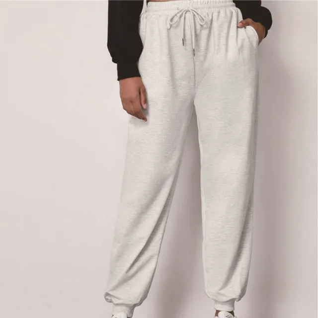Harlan Pants Ins Wind High Waist Elastic Tie Solid Color Beige - Shop at LoveMi