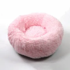 Autumn And Winter Thickening Plush Round Deep Sleep Cat Nest - Light Pink - View 1