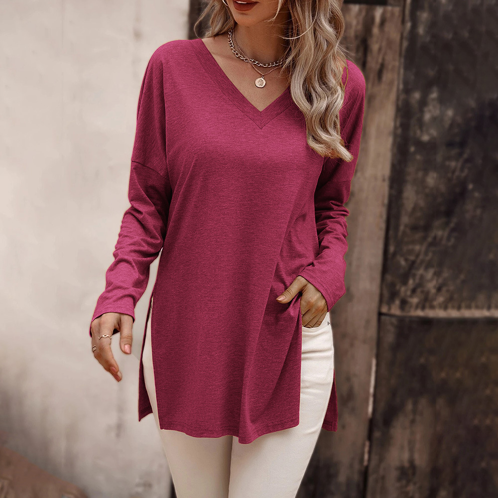 Loose Knitted Long Sleeve T-shirt Is Versatile