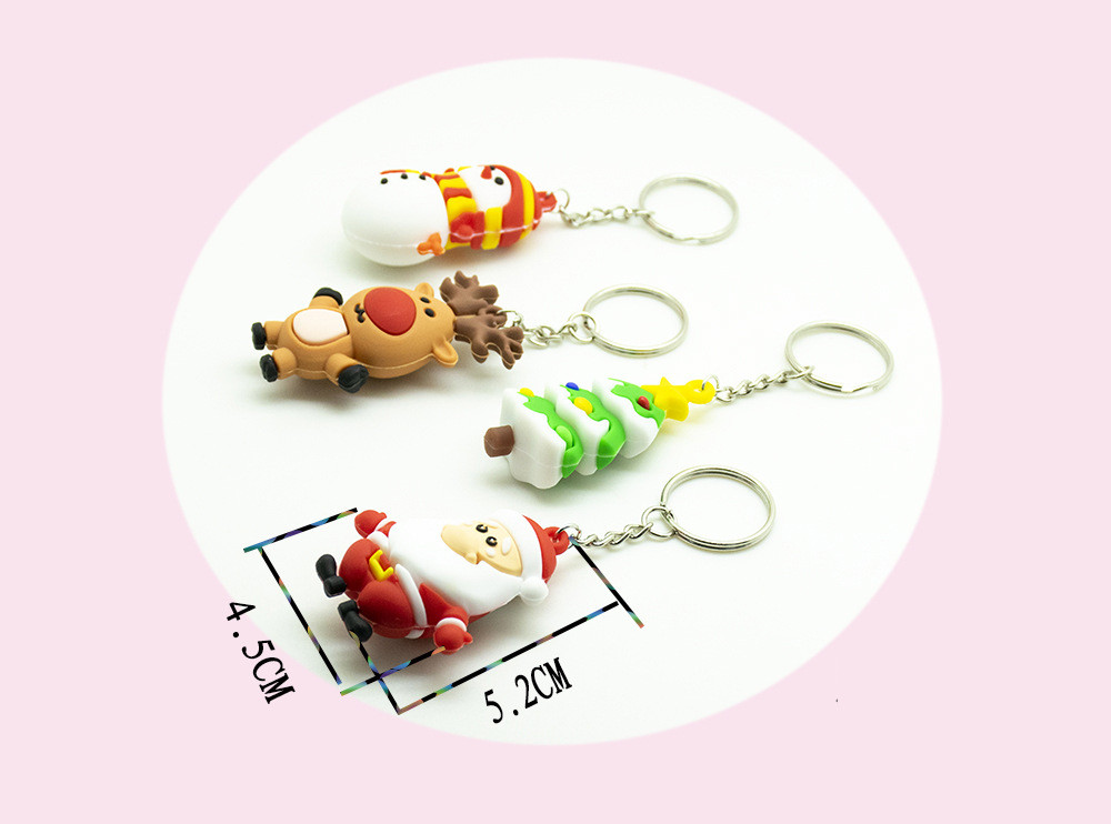 Santa Claus Elk Snowman Christmas Tree Key Pendant