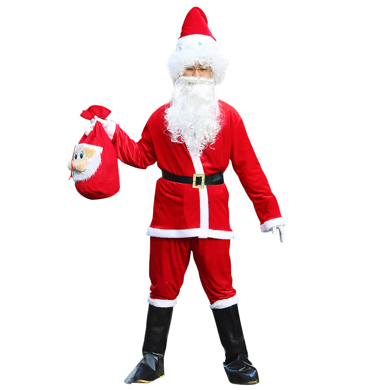 Golden Velvet Santa Claus Clothes Party Show