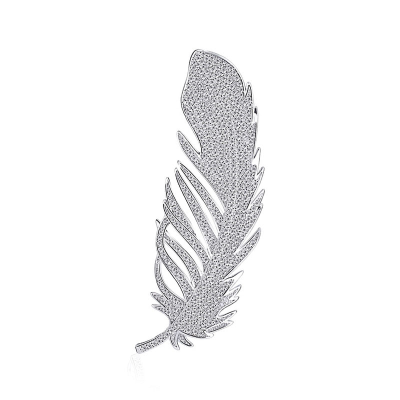 Title 5, Korean Style Full Diamond Feather Brooch for Wo...