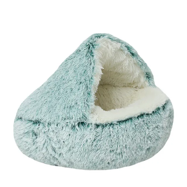 Crystal velvet warm round half pack cat litter Green Plush - Shop at LoveMi