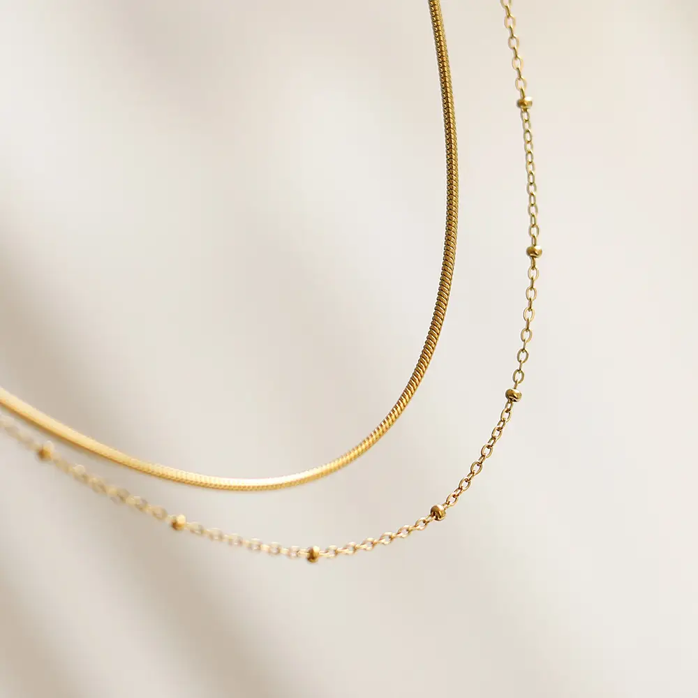 Versatile Bead Snake Bone Double-layer Necklace Collar Sleeve