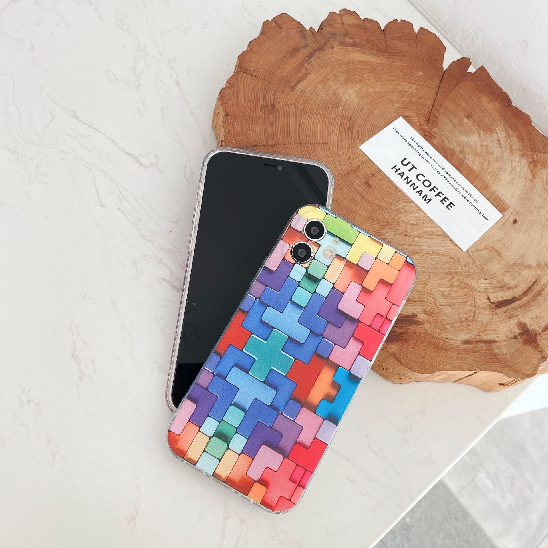 Compatible with Apple , Transparent Building Block Mobile Phone Case Simple Soft Cover - Image 2