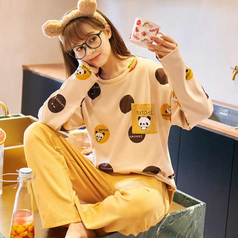 Title 8, Cotton long-sleeved trousers ladies pajamas set