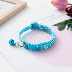 Pepet Bei Bei Double Footprints Stick Cloth Pet Cat Dog Item Bell Collar - Sky Blue - View 1