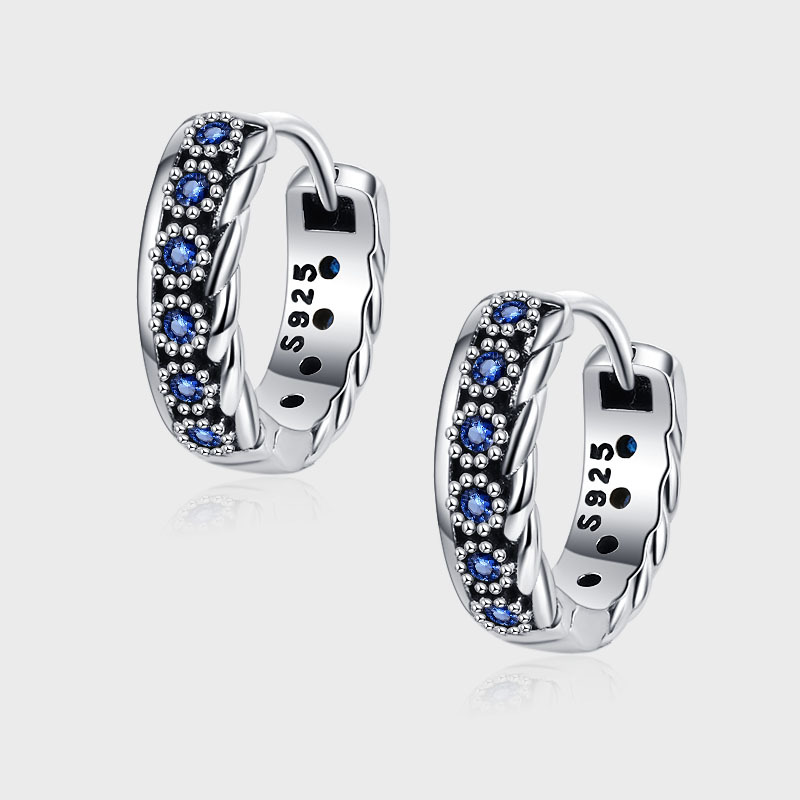Orecchini vintage da donna S925 in argento sterling intrecciato con zirconi - Foto 5 di 5