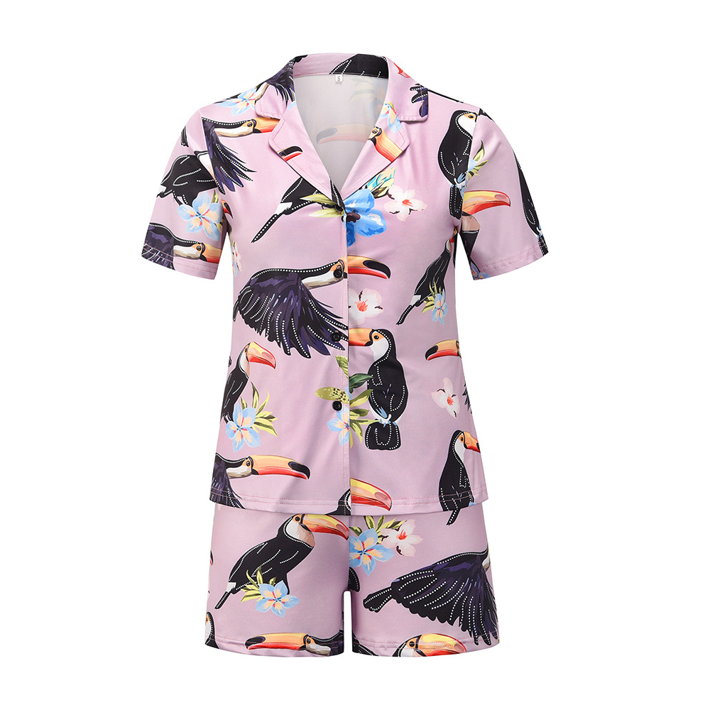 Summer New Casual Home Short-sleeved Lapel Top And Shorts Suit