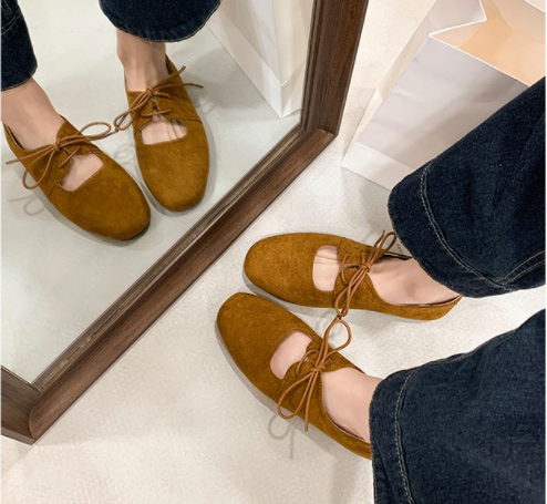 Faux Suede Mary Jane Flats