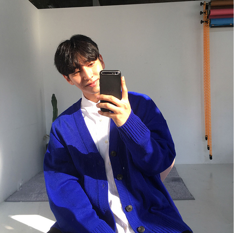 V-neck Solid Color Sweater Single-breasted Cardigan Jacket