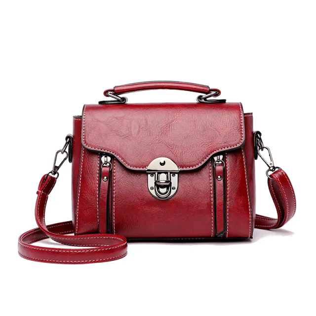 The New Twist Lock Small Square Bag Korean Women's Bag Fashion Shoulder Bag Red - Shop at LoveMi