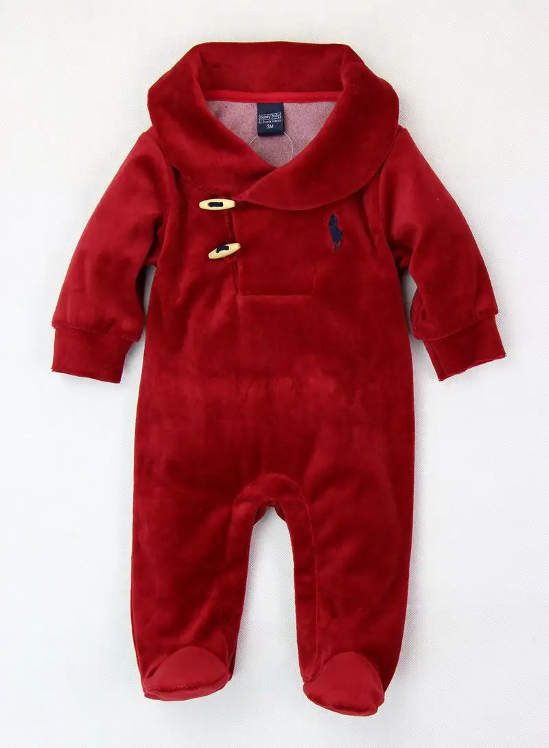 Velvet Baby Jumpsuit With Foot-wrapped Romper