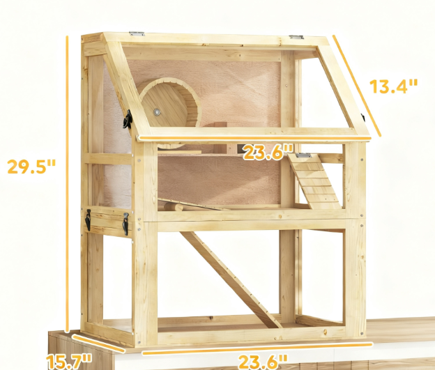 3 Tier Wooden Hamster Cage 2
