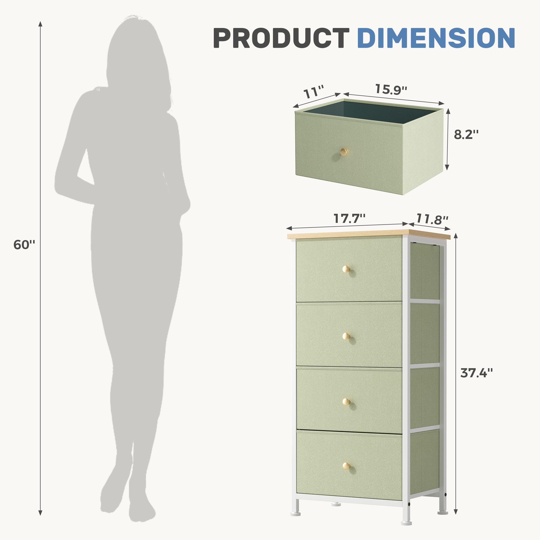4-drawer Storage Cabinet - Suitable For Bedrooms, Living Rooms, And Wardrobes image 11