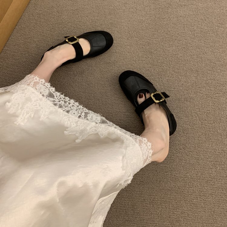Women's Flat Retro Leopard Print Mary Janes, New Commuter Shoes With Single Strap, Comfortable Versatile Spliced Slip-on Shoes