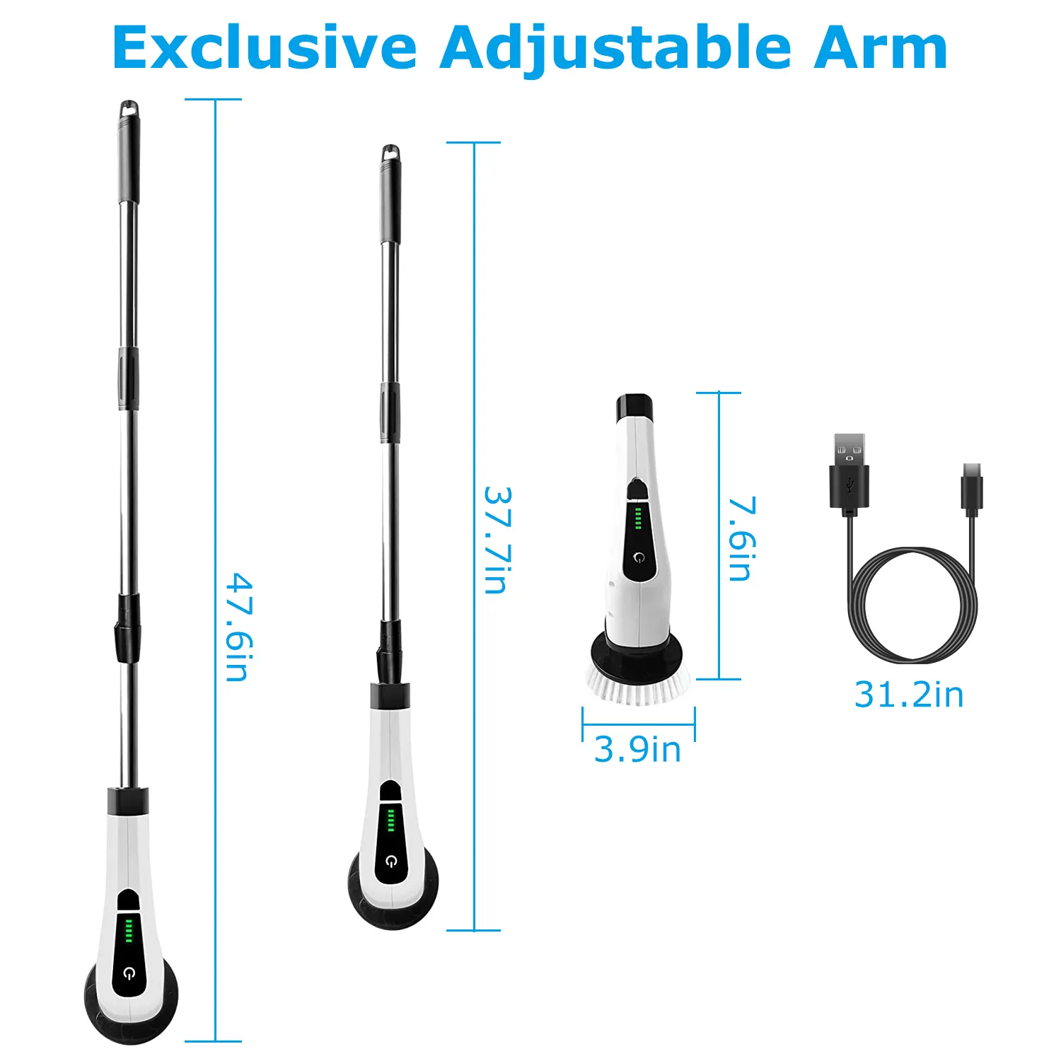 Electric Spin Scrubber Cordless Rechargeable Telescopic Cleaning