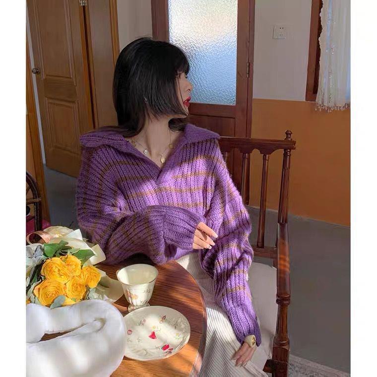 Striped Jumper Women's Design Niche Knitwear Loose