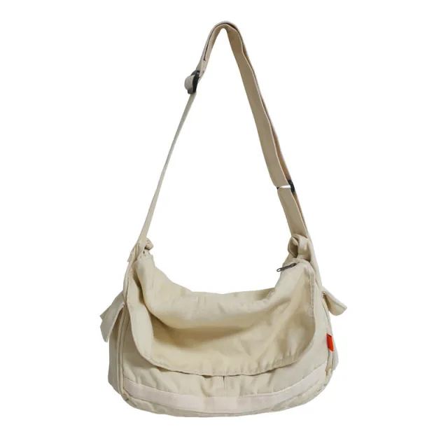Simple Style Solid Color Tooling Single Shoulder Messenger Bag White - Shop at LoveMi