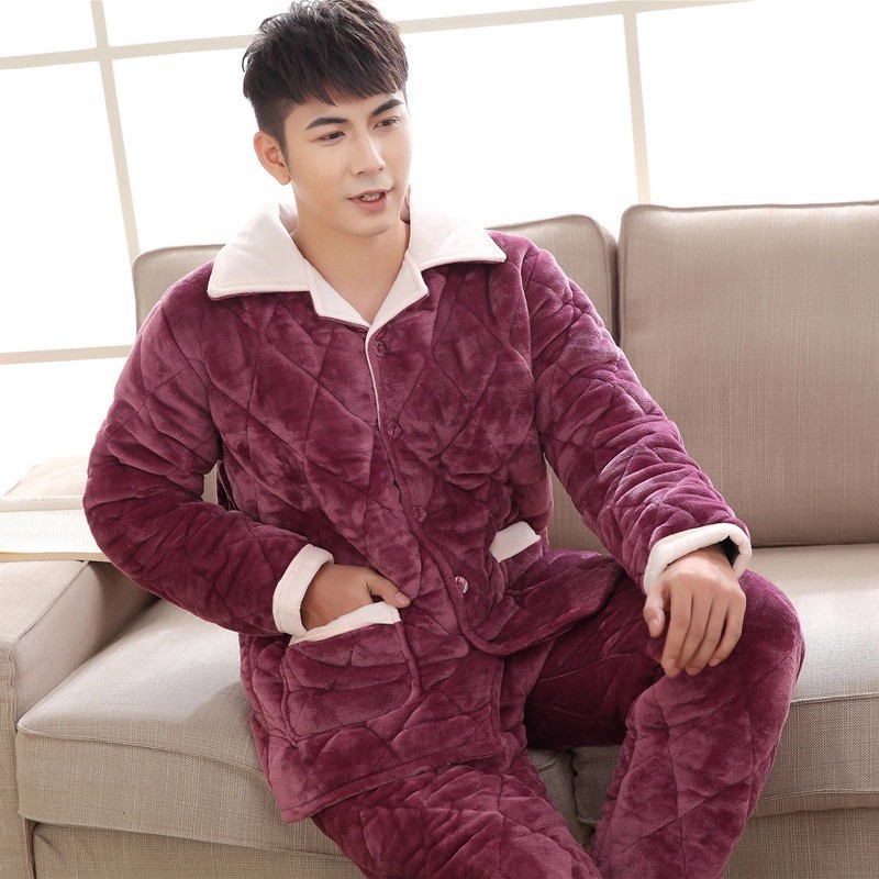 Title 3, Flannel and cotton purple pajamas for men and w...