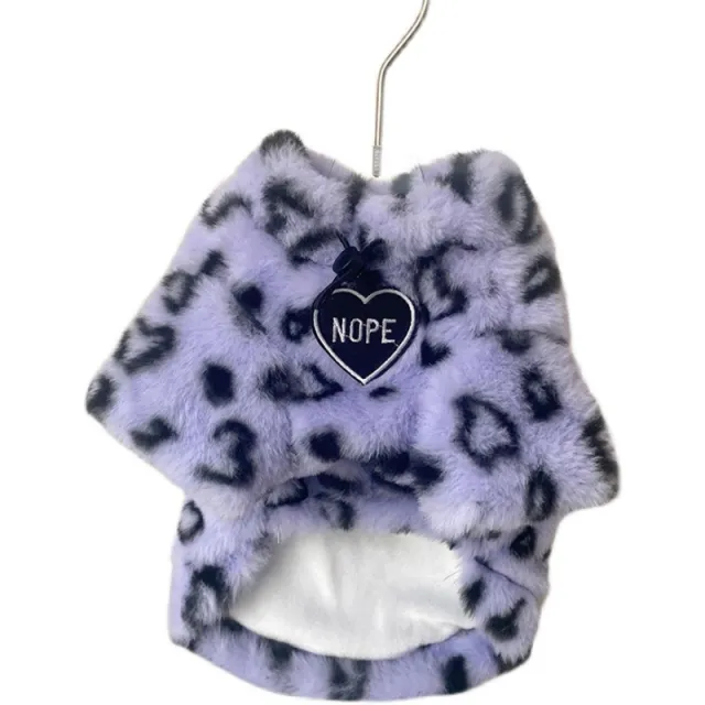 Winter Thick Plush Cat Warm Sweater Purple Leopard Print - Shop at LoveMi