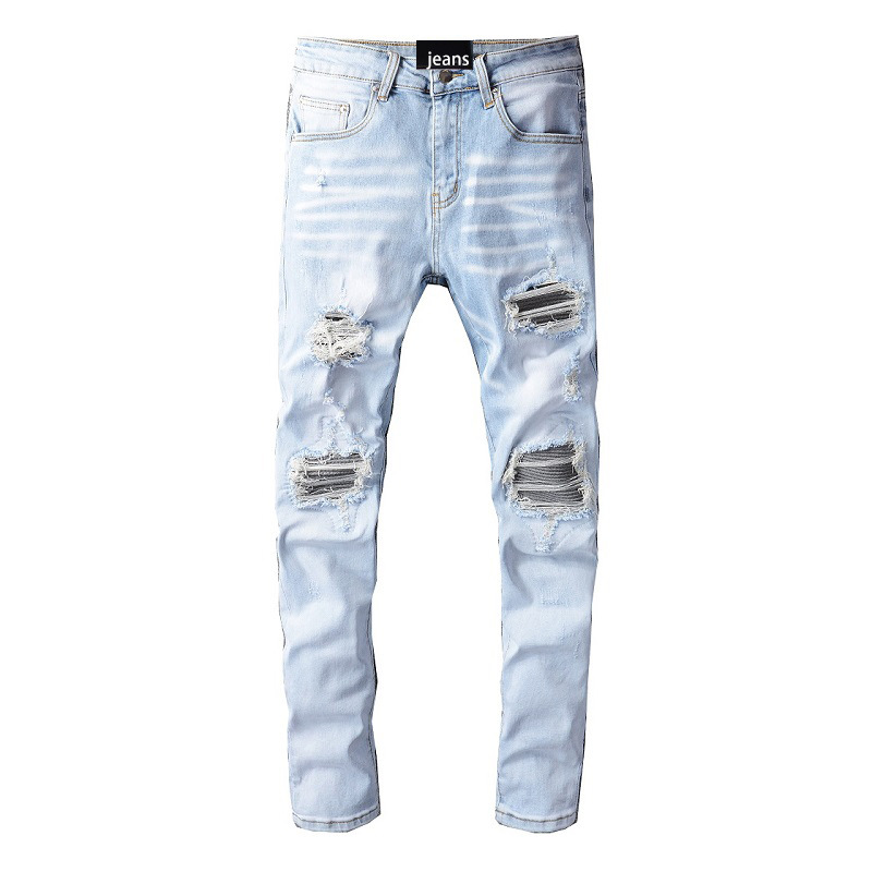 Title 2, Hellblaue Herren Jeans mit Rissen und Stickerei...