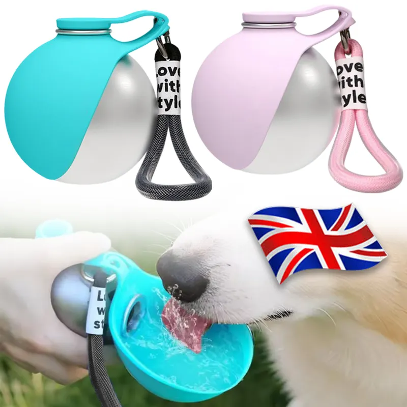 2-in-1 Portable Dog Water Bottle Stainless Steel