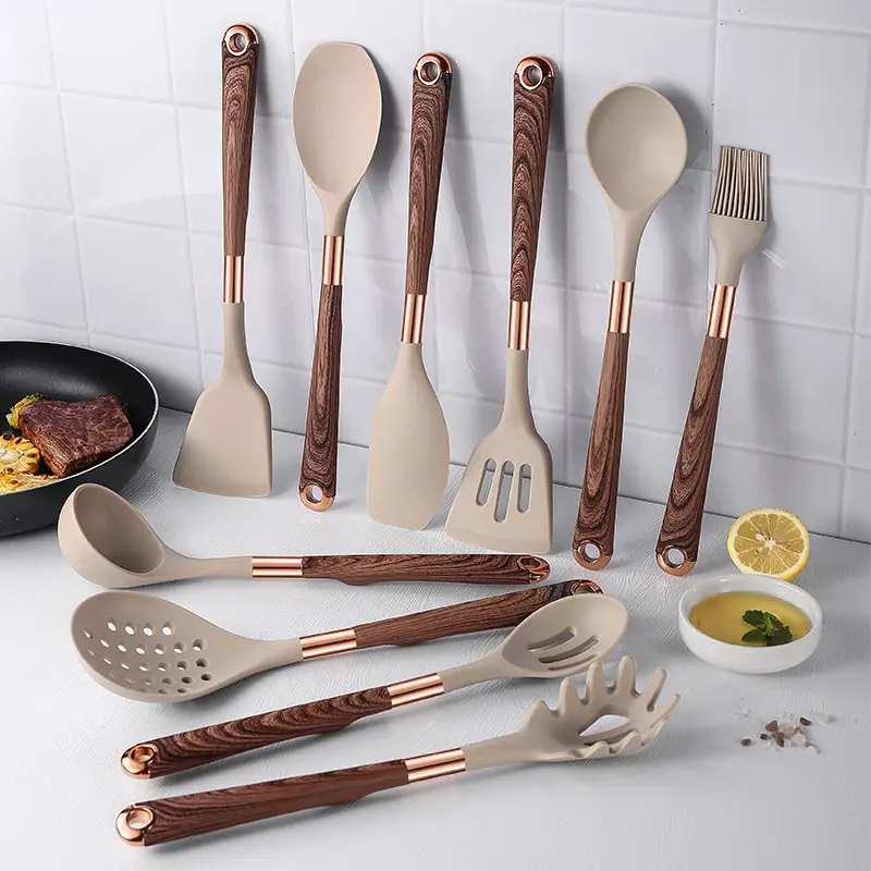 Silicone Kitchenware Set With Storage Seat Nonstick
