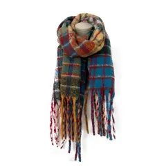 Large Fringe Casual Outdoor Warm Fashion Versatile Scarf Female - Colorful Plaid - View 1