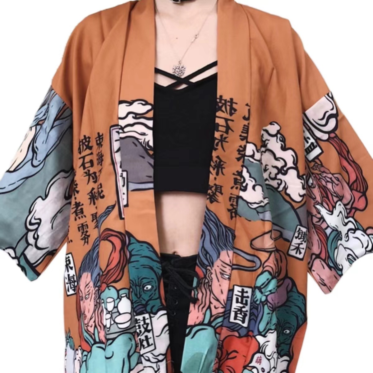 Title 18, Kimono ample 3D pour femme Cape Haori Veste Pro...