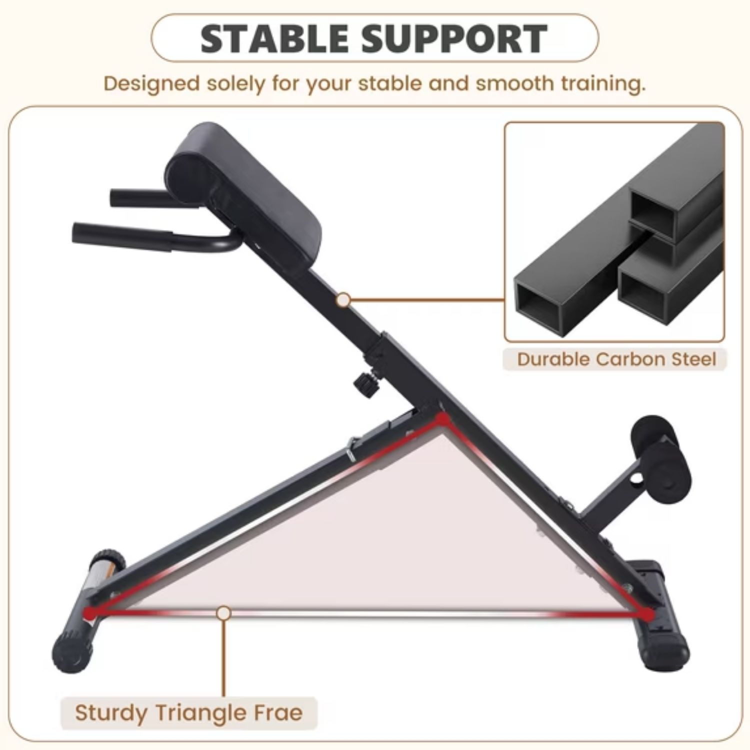 Roman Chair Hyperextension Bench, Adjustable Back Extension Machine, Foldable, Heavy Duty Frame For Glutes, Hamstrings And Core image 6