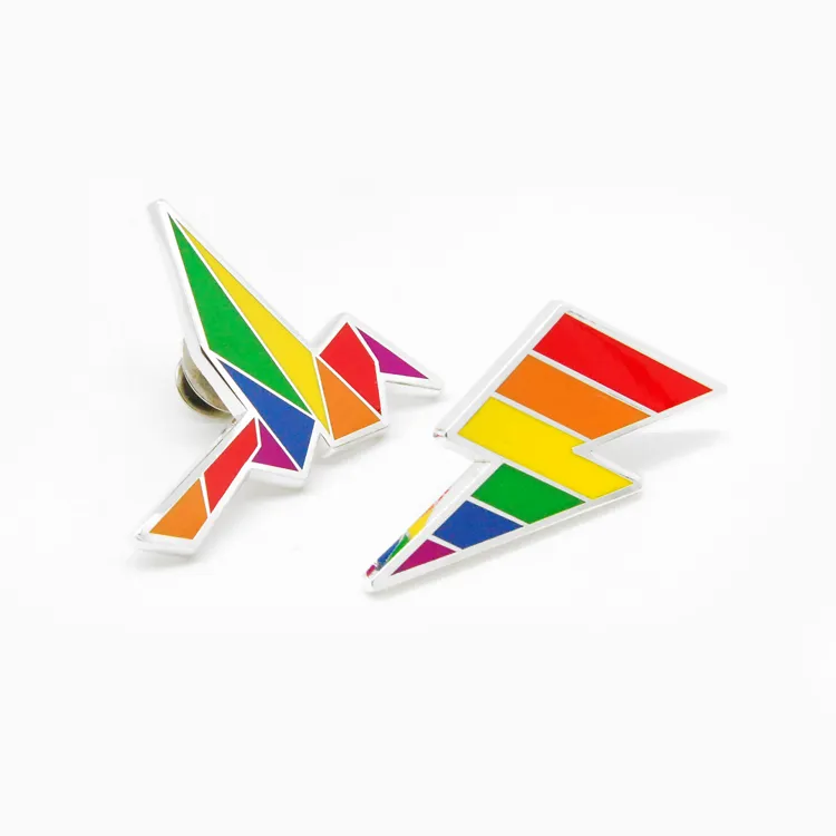 Rainbow LGBT Gay Enamel Metal Badge Brooch - A Pair