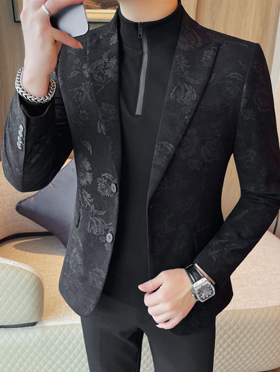 Men's Slim Fit Floral Print Casual Balzers