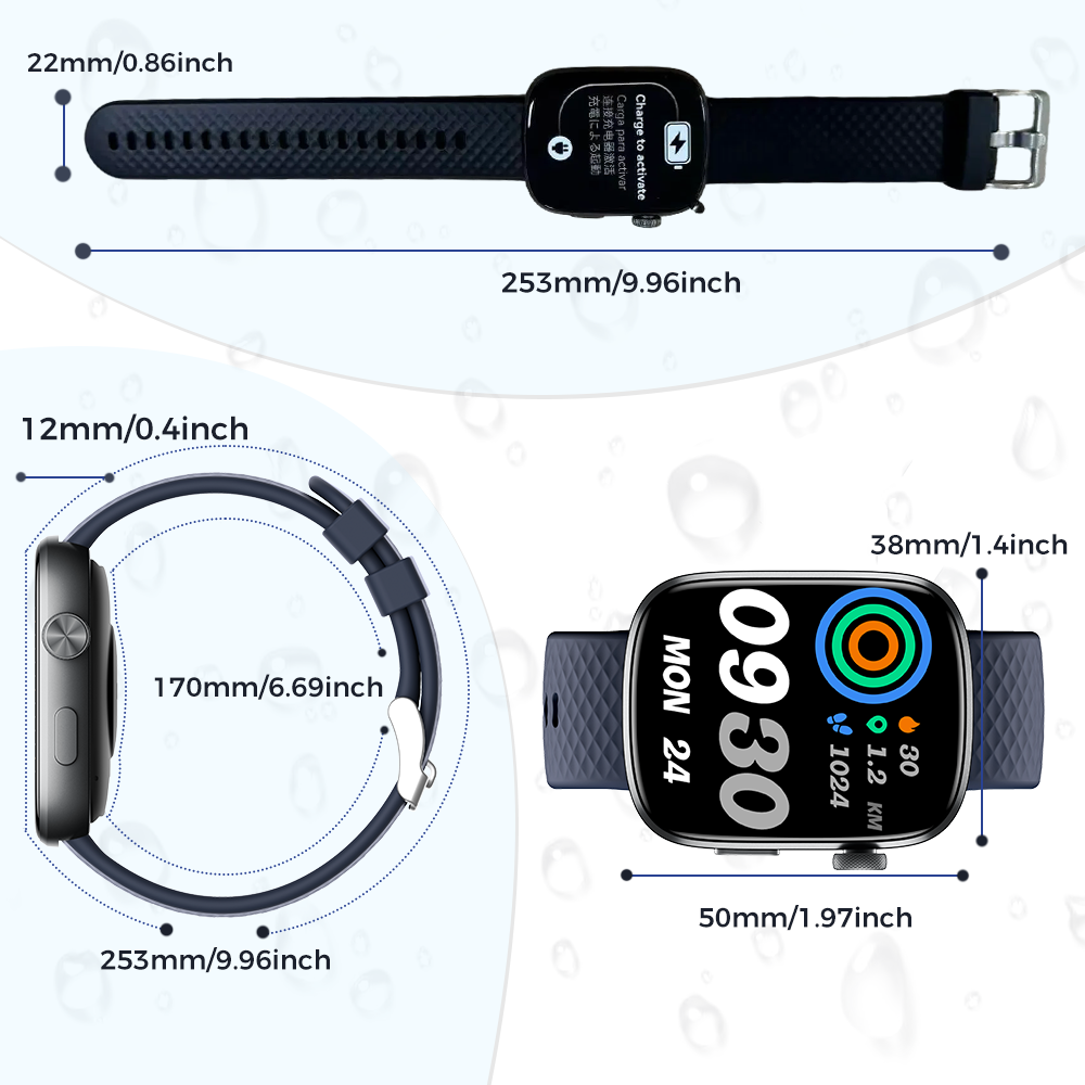 Smart Watch Bluetooth Call &1.95 HD Screen -Heart Rate SpO2 Sleep Monitor, 3ATM Waterproof Fitness Tracker For IoS Android
