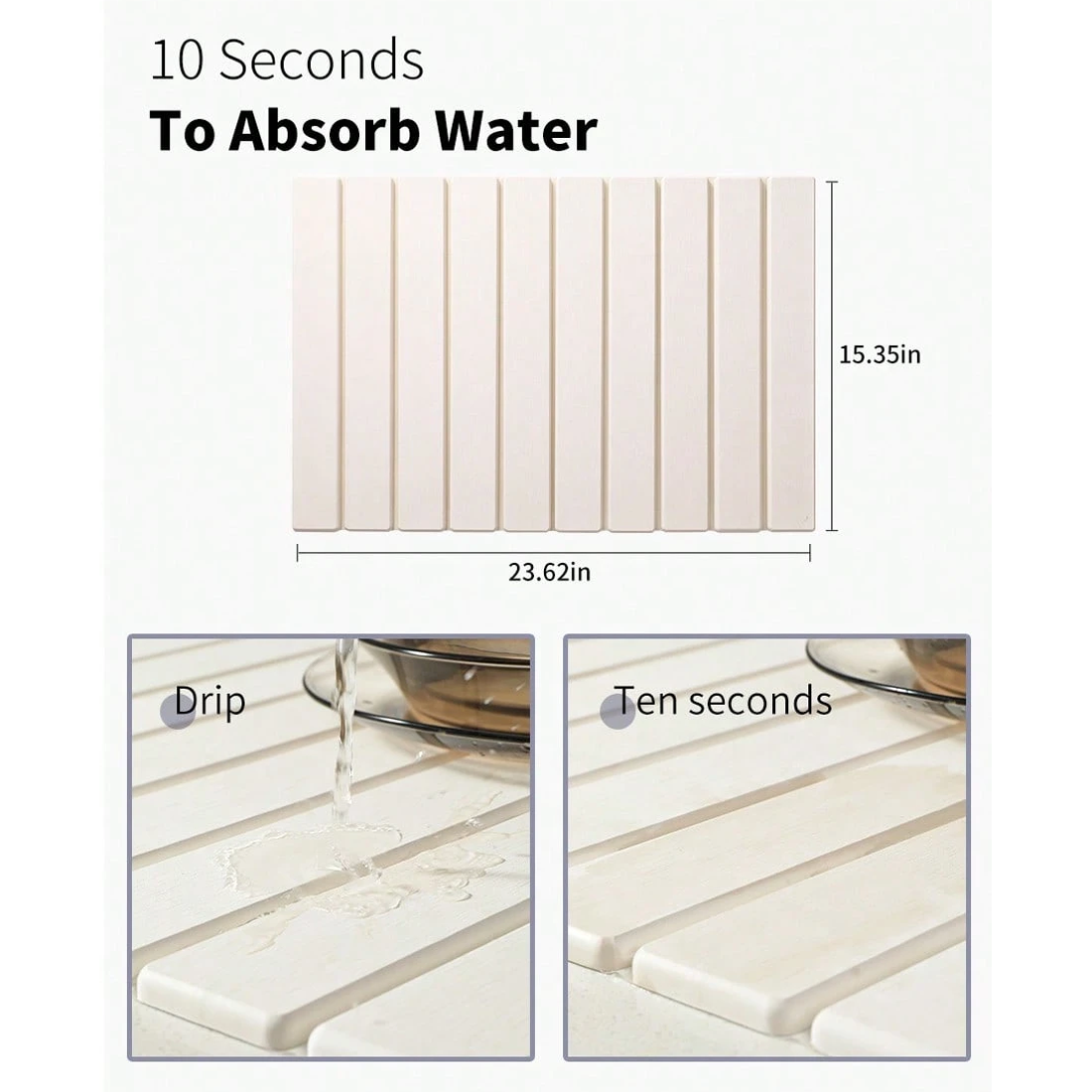 Foldable Diatomite Drying Mat Absorbent Draining Quick Dry Nonslip Pad — image 6