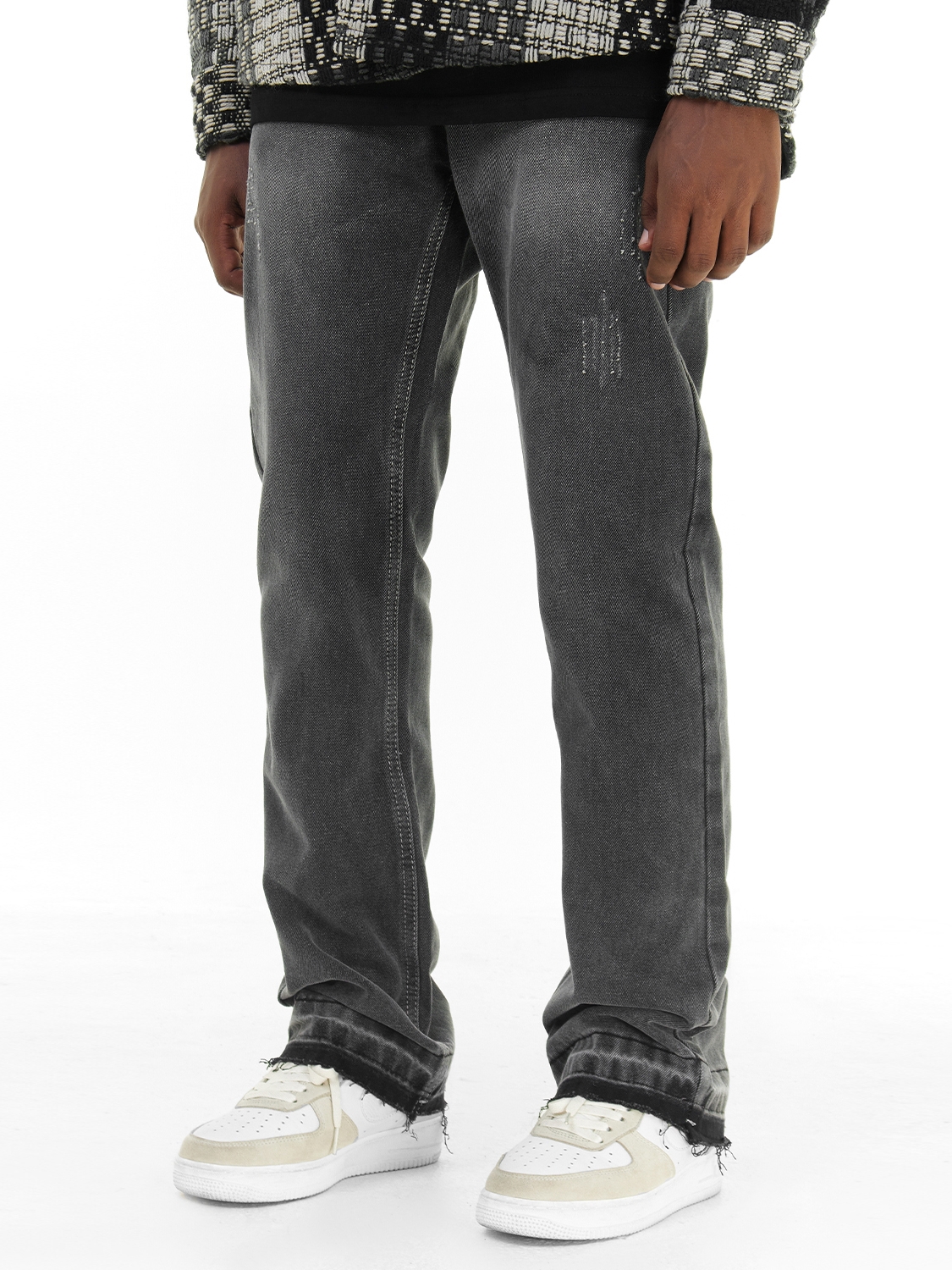 Casual Denim Trousers Mid Waist Elastic