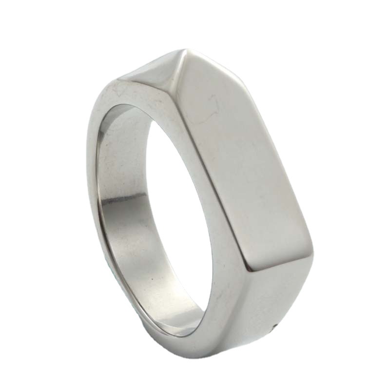 Titanium Steel Polished Ring Retro Fashion Men's Accessories Stainless Steel Rectangular Ring