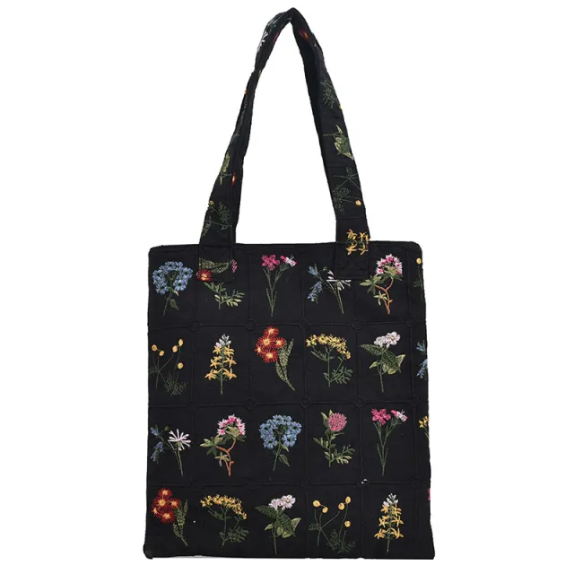 Women's Simple Fashion Embroidered Handbag Shoulder Bag Black - Shop at LoveMi