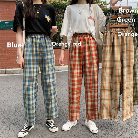 Title 4, High waist plaid casual pants