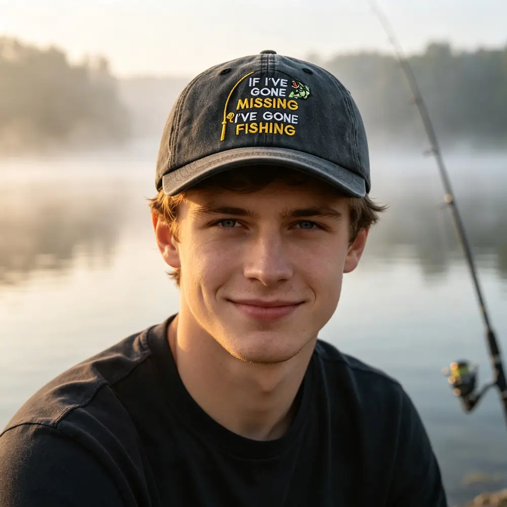 Vintage Washed Fishing Baseball Cap