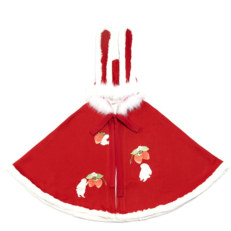 Strawberry Cloak Cloak Female Original Plus Velvet Warm Outer Cover