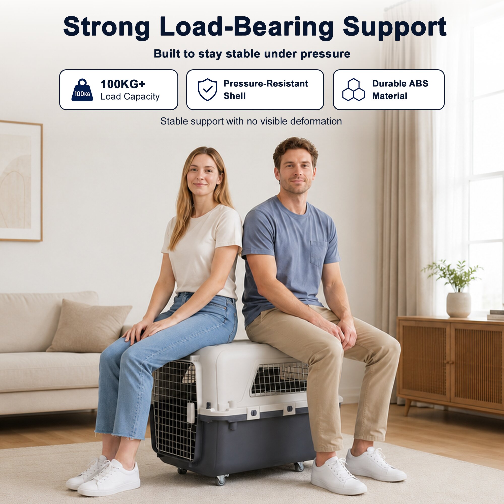 Large Pet Carrier For Cats And Dogs, Travel Crate With Ventilated Metal Door — image 8