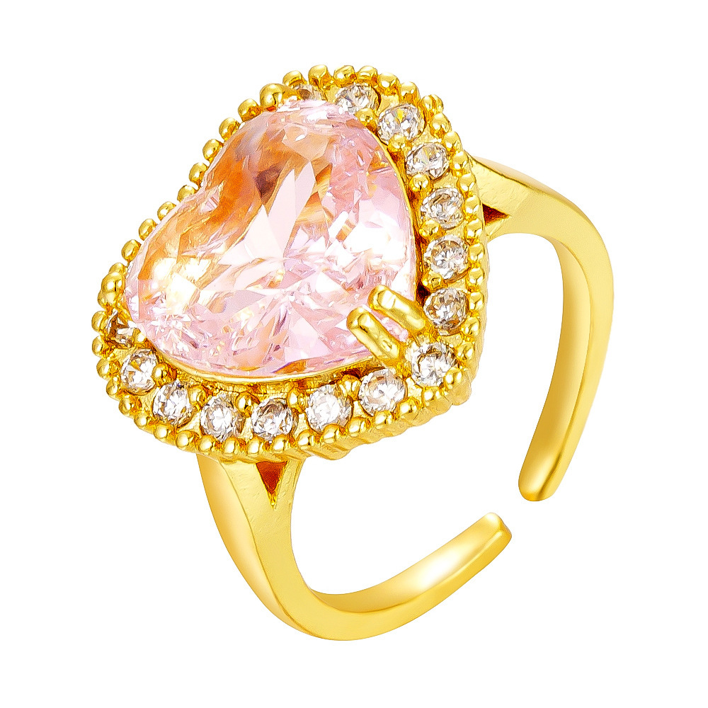 Butterfly Star Heart Shaped Copper Ring Micro Zircon Inlay Adjustable Open Ring