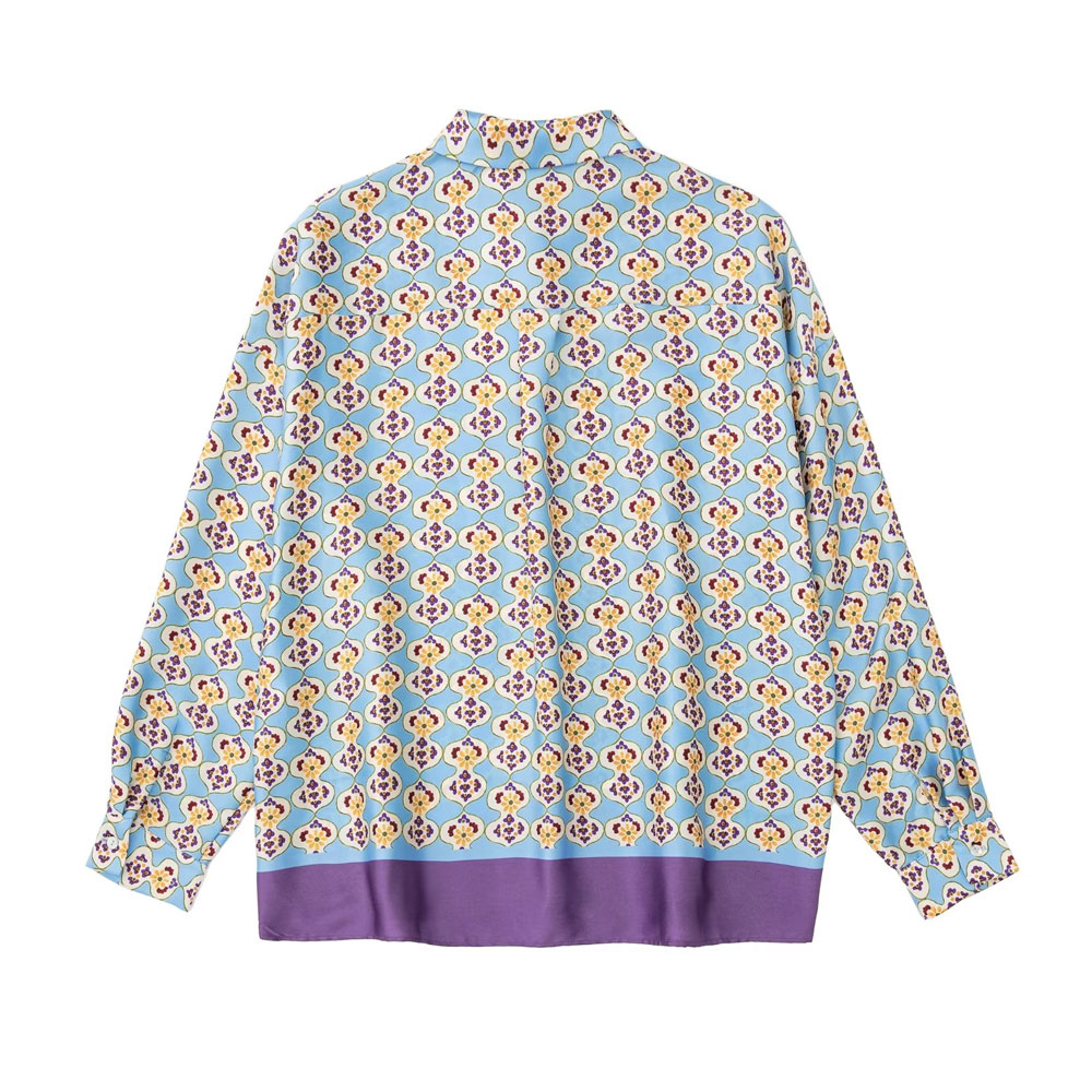 Geometric-print Silk-satin Shirt Set