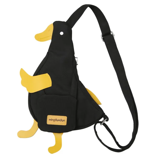 Cute Duck Canvas Bag Girls Messenger Shoulder Bag Funny Cartoon Chest Bags For Women Black - Shop at LoveMi